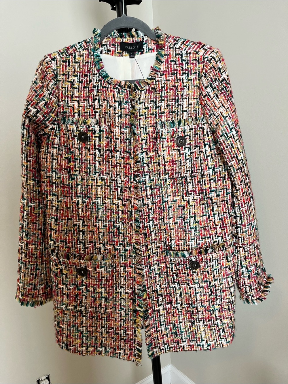 Talbots Candy Tweed Open Jacket Womens Multicolor - Picture 4 of 9